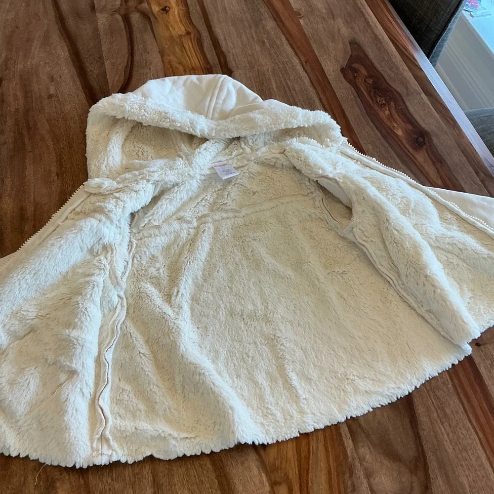 Gymboree Little Girls Faux Fur Trim Hooded Soft Jacket Cream Size‎ 4t
